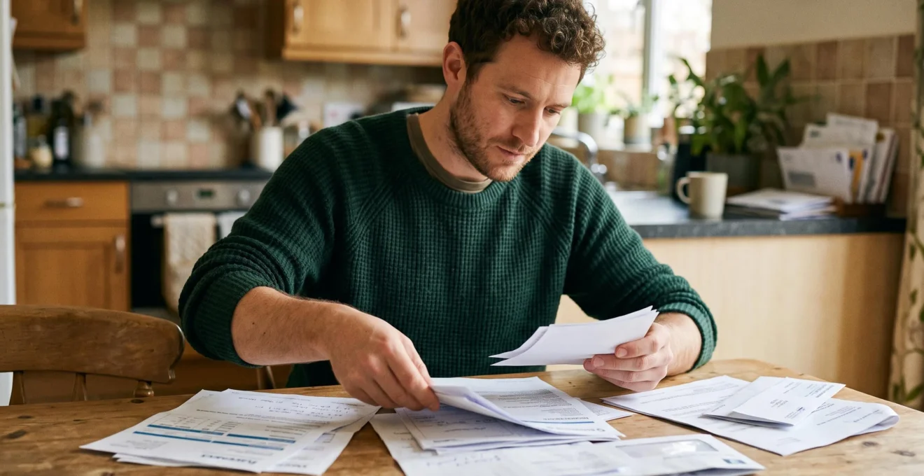 Jeune adulte organisant des documents administratifs pour son dossier de crédit immobilier à domicile